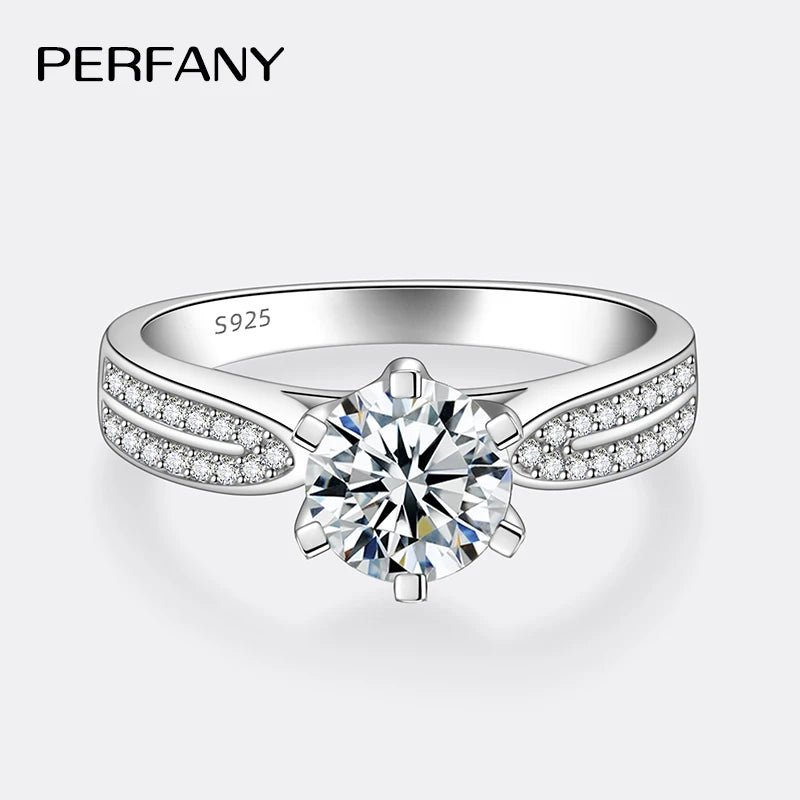 PERFANY 0.5-2CT Moissanite Ring for Women S925 Pure Silver Laboratory GRA Certified Diamond Wedding Luxury Jewelry - Madeinsea©