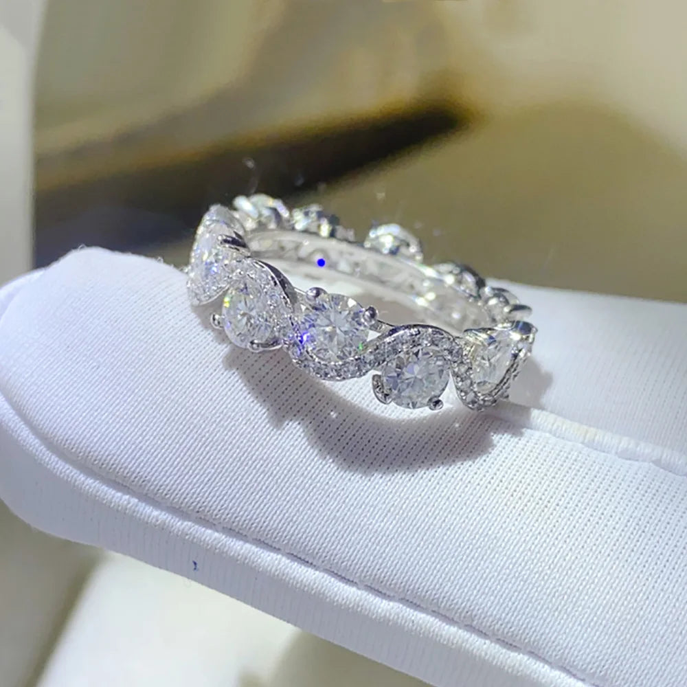 Serenity 4mm D Color Moissanite Rings for Women Men 100% S925 Sterling Silver Plated 18K Lab Diamond Row Rings Fine Jewelry GRA - Madeinsea©