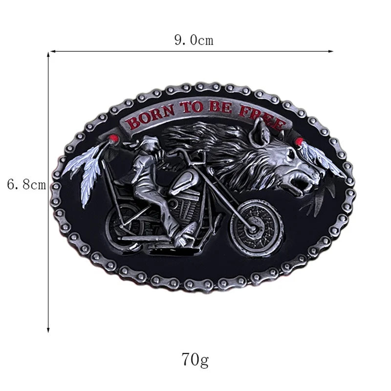 Motorcycle rider Wolf head belt buckle Western style