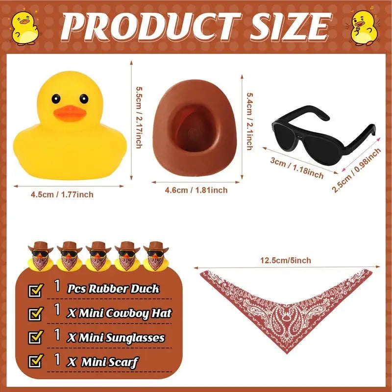 Car Rubber Duck Cowboy Rubber Duck Cool Dashboard Ornament Sunglass Car Duck for Dashboard Toy Car decoration Accessories