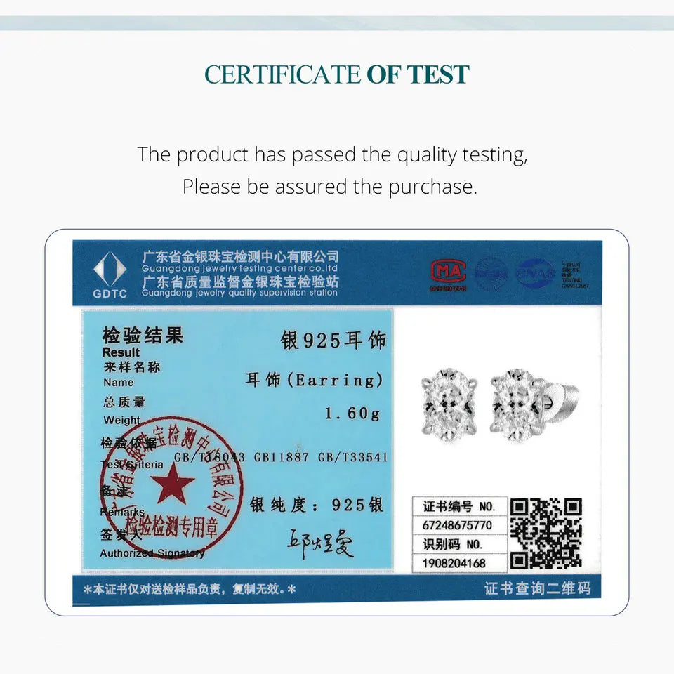 BAMOER 925 Sterling Silver Classic Sparkling Oval Solitaire CZ Stud Earrings for Women, White Gold Plated Hypoallergenic Earring