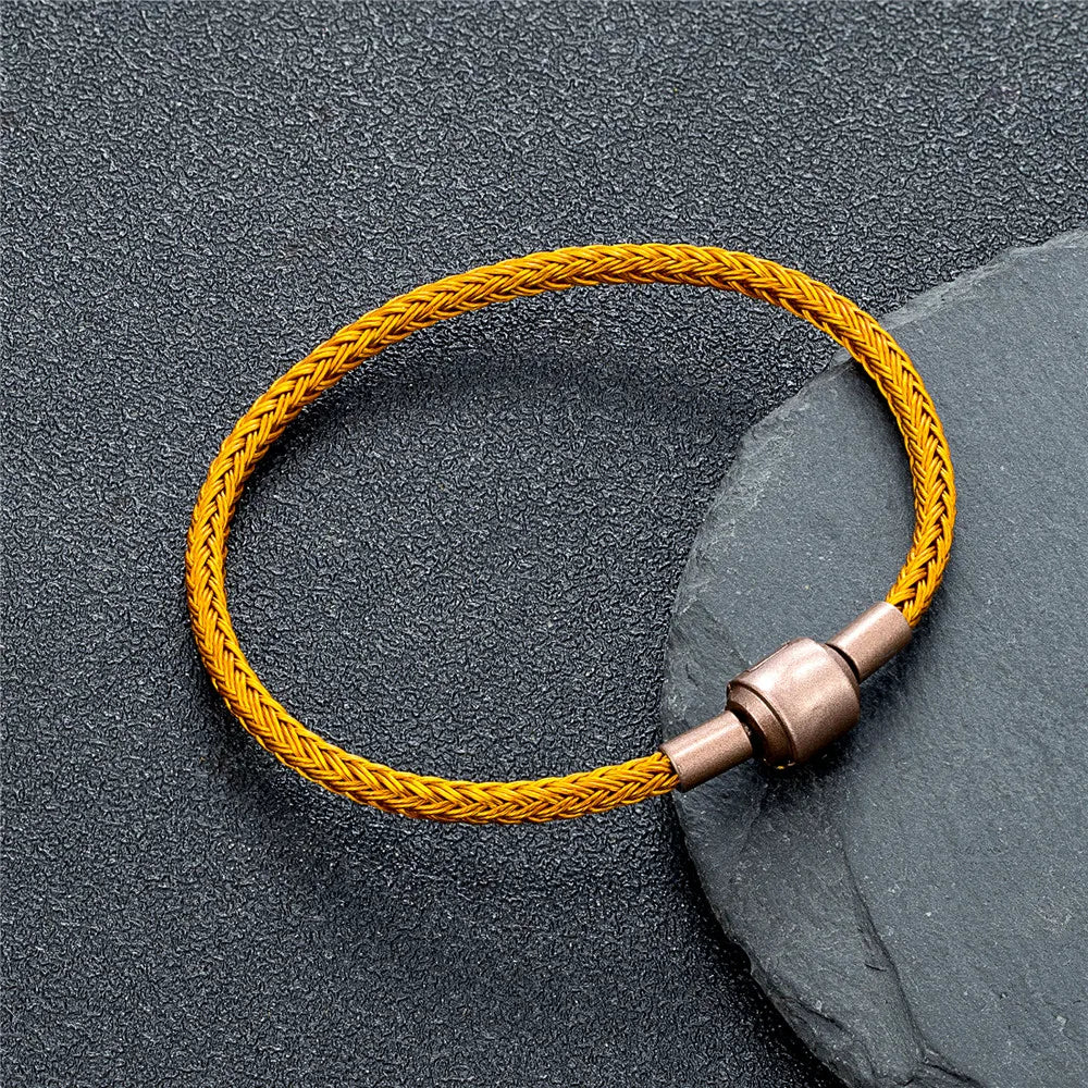 MKENDN DIY Simple Style Men Women Jewelry Non-fading Steel Wire Rope Bracelet Classic Cuff Charm Bracelet for Male Female Gifts