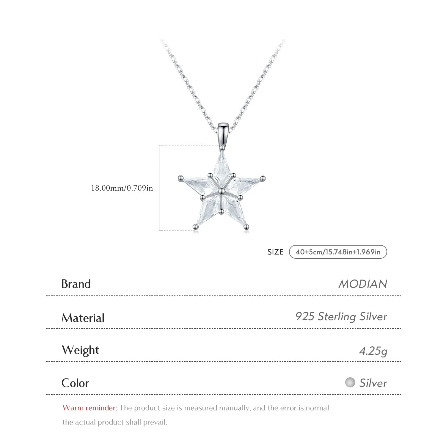 MODIAN 925 Sterling Silver Delicate Shinning Stars Necklace Clear Zirconia Stackable Pendant Necklaces For Women Fine Jewelry