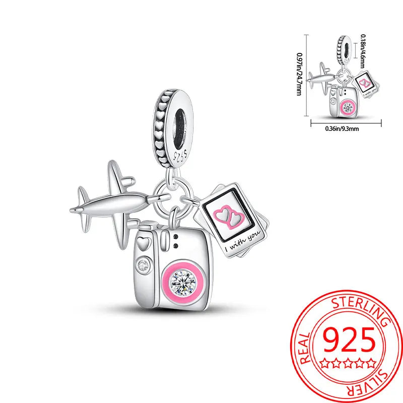 925 Sterling Silver Paris Tower Aircraft Travel Charm Pendant Beads Fit Charm Original Bracelet for Women Jewelry Making