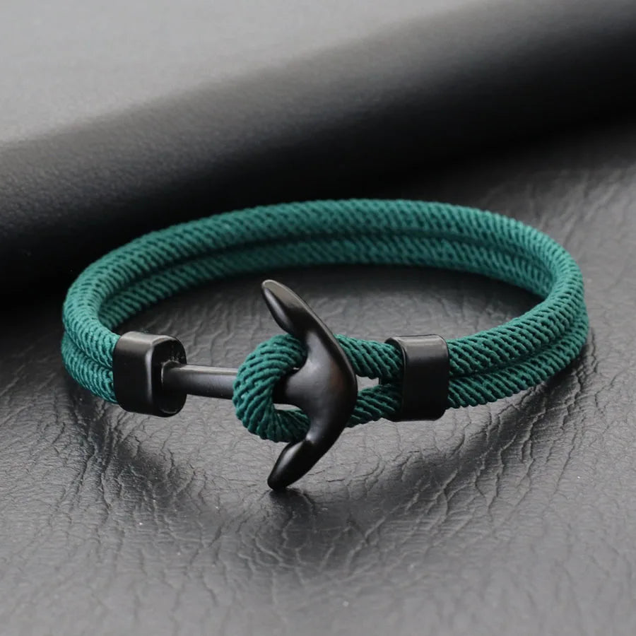 New Men Anchor Bracelet 2025 Handcrafted Nautical Wrap Rope Braslet Beach Surfing Casual Jewelry Lucky Red Thread Braclet Joias