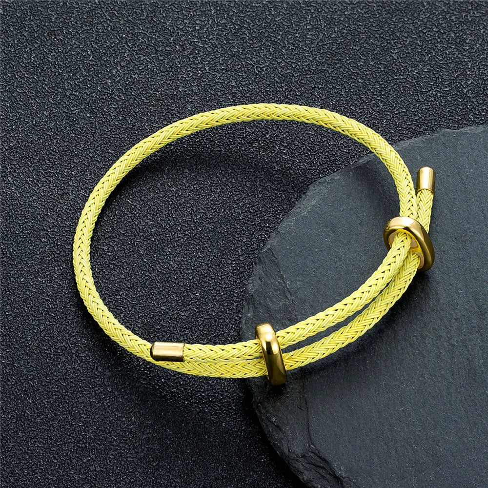 MKENDN Simple Style Men Women DIY Beads Jewelry Non-fading Steel Wire Rope Bracelet Classic Cuff Charm Bracelet for Couple Gifts