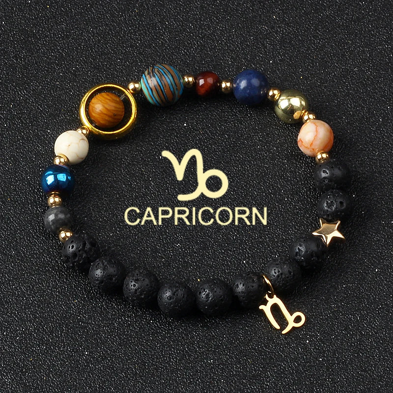 Universe Galaxy Eight Planets 12 Constellation Bracelets for Women Natural Stone Solar System Bracelets Libra Virgo Leo Jewelry - Madeinsea©