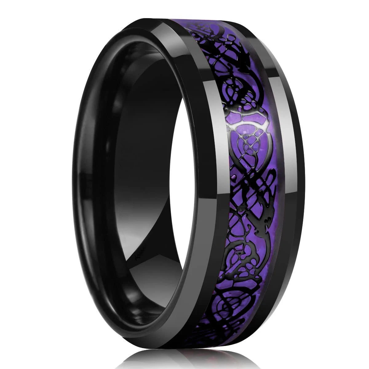 Trendy 8mm Men Frosted Stainless Steel Rings Silver Color Brushed Groove Beveled Edge Engagement Rings For Men Wedding Jewelry
