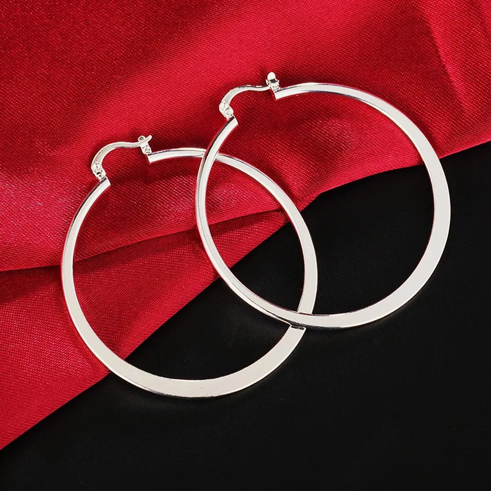 Top Quality 925 Sterling Silver Earrings Simple Round Circle Hoop Earrings For Woman Fashion Wedding Engagement Charm Jewelry - Madeinsea©