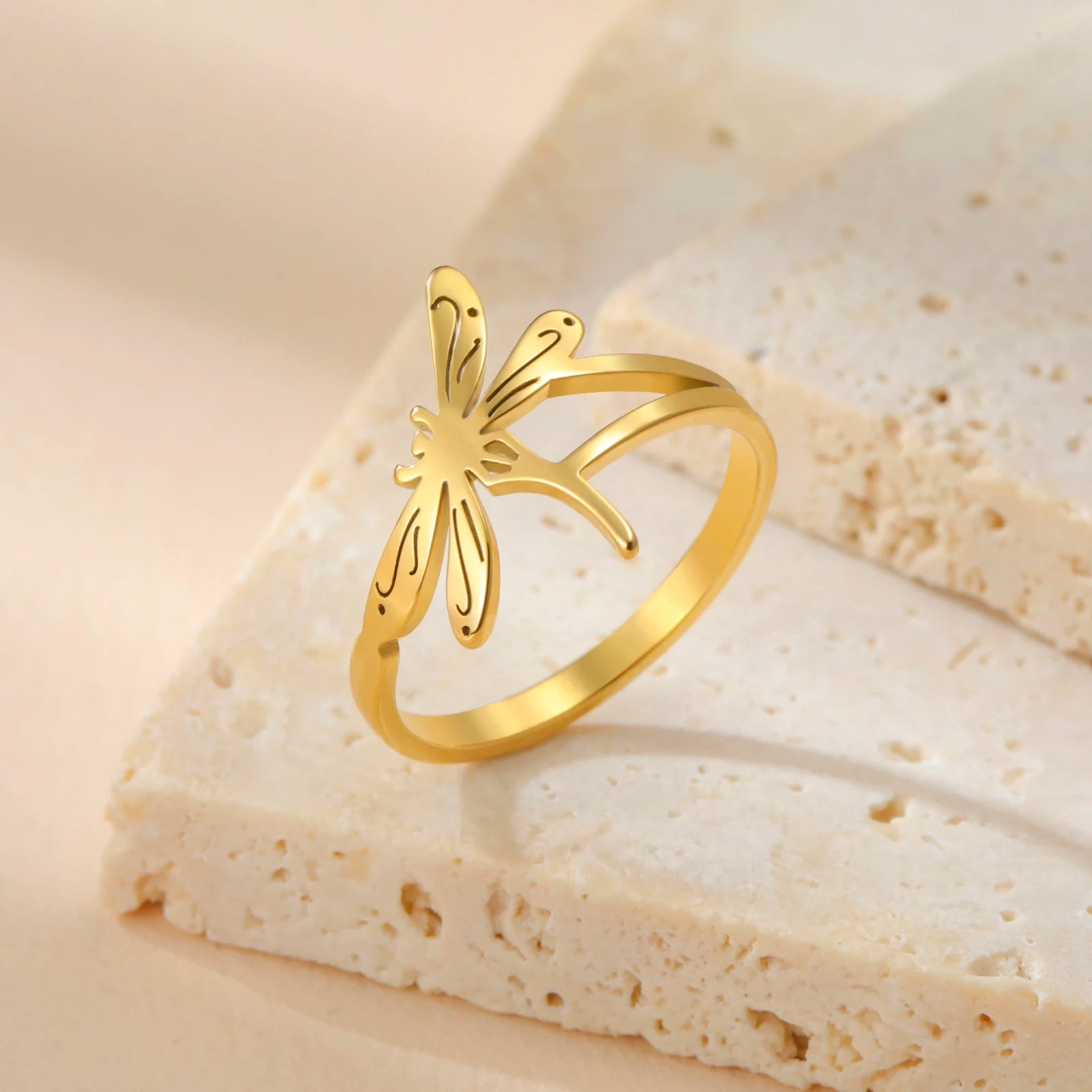 Skyrim Dragonfly Ring Stainless Steel Finger Rings Women Minimalist Animal Jewelry Birthday Gift Wholesale
