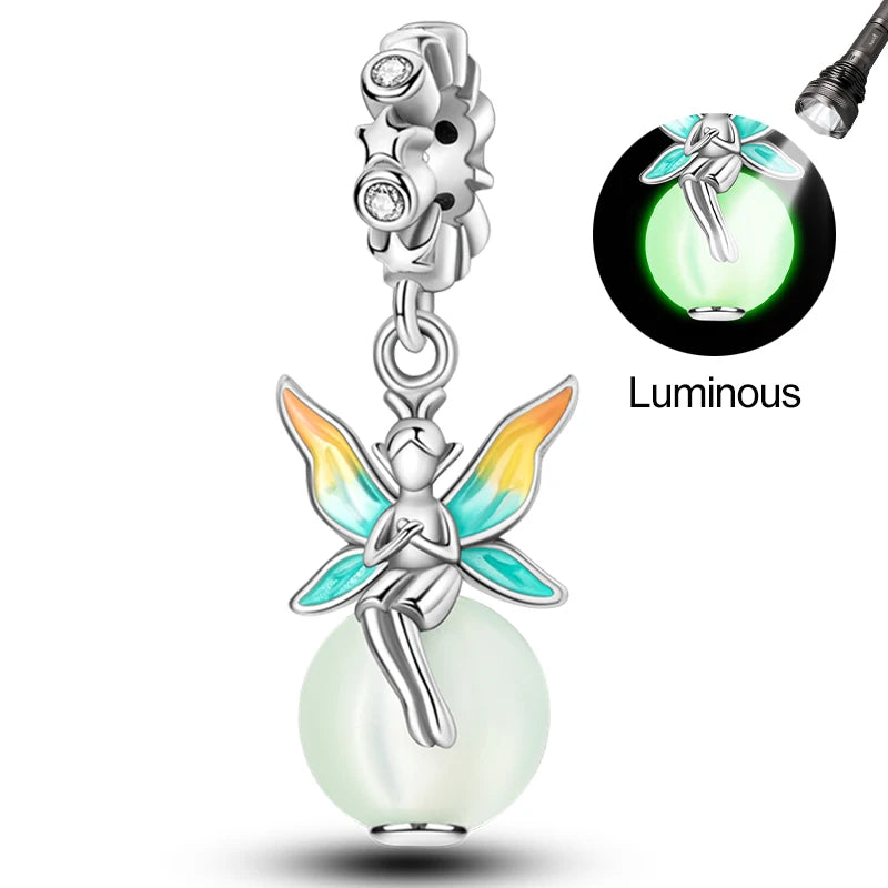 Hot Sale Charms Beads 925 Sterling Silver Pink Perfume Bottle Letter Luminous Firefly Tarot Card Beads Fit DIY Bracelets Jewelry - Madeinsea©