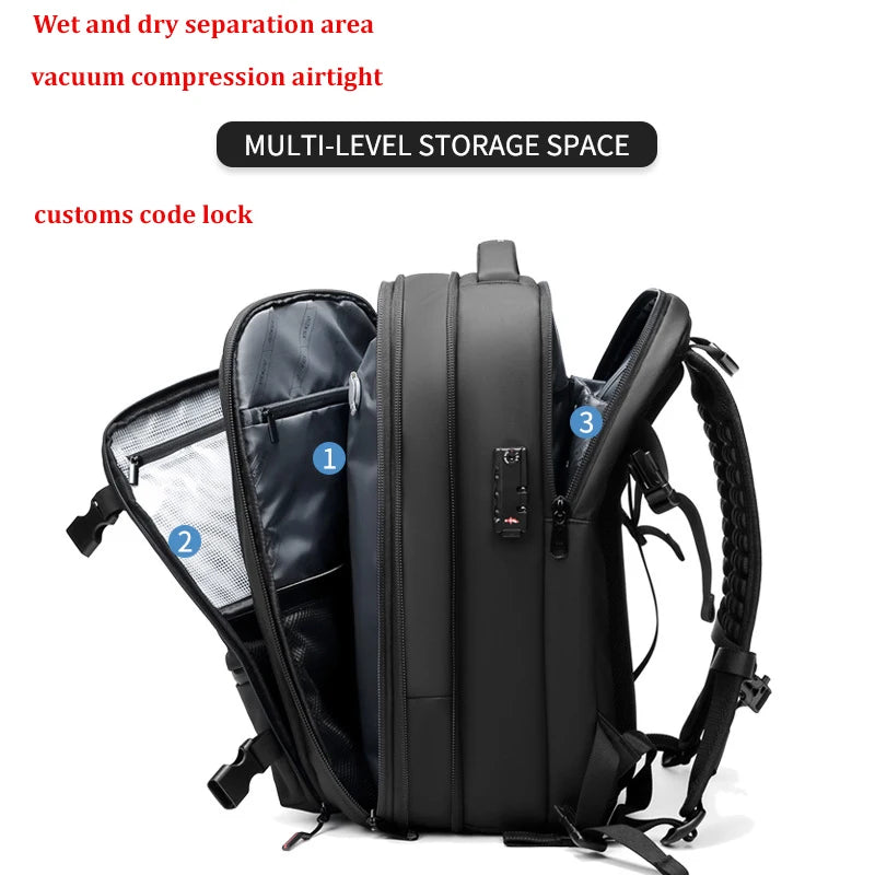Men Travel Backpack vacuum compression 17 inch Laptop Backpack Business Large Capacity camp Backpack Expanded Hiking backpack - Madeinsea©