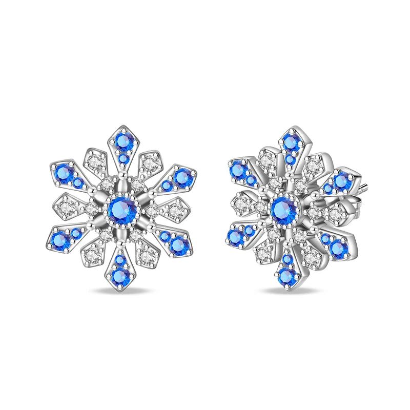 Winter Earrings 925 Silver Star Shining Romantic Snowflake Stud Earrings For Women Engagement Birthday Proluxy Fine Jewelry Gift