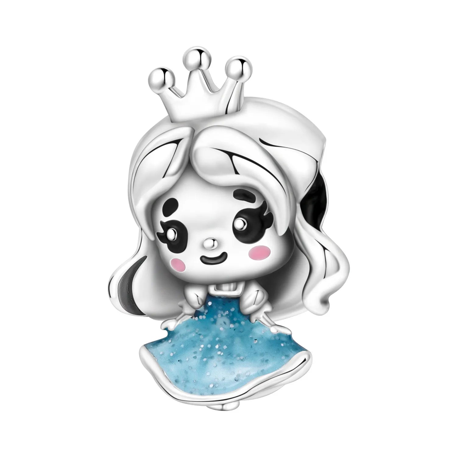 PANPOKI 925 Sterling Silver Cartoon Girl Model Beads Original Pendants Bracelet Charm Jewelry Party DIY Trendy Gifts