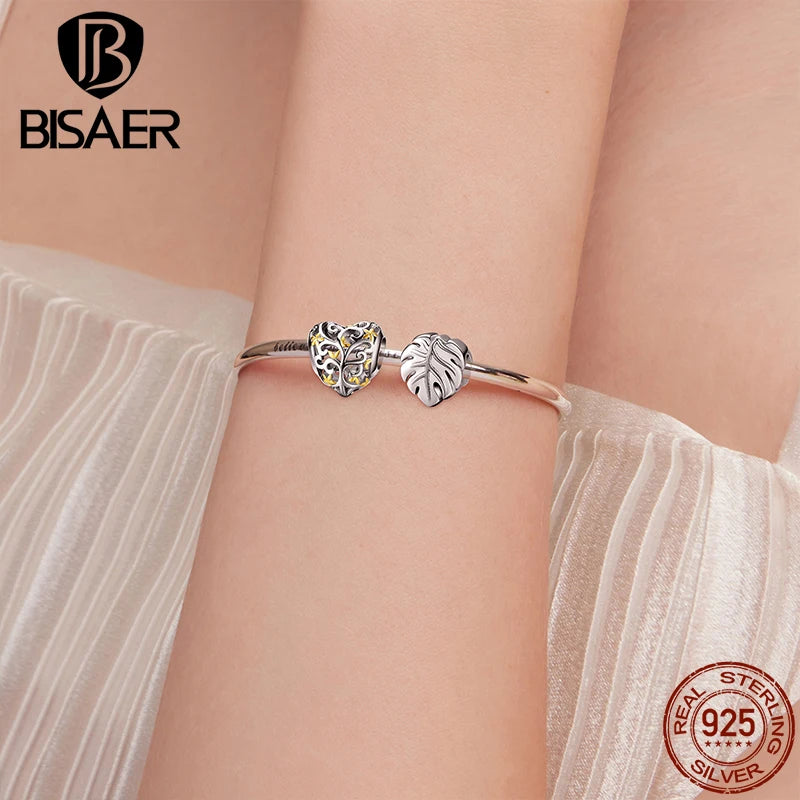 BISAER 100% 925 Sterling Silver Tree Of Life Charms Beads Life Family Fit Women Original DIY Bracelet Necklace Fine Jewelry Gift