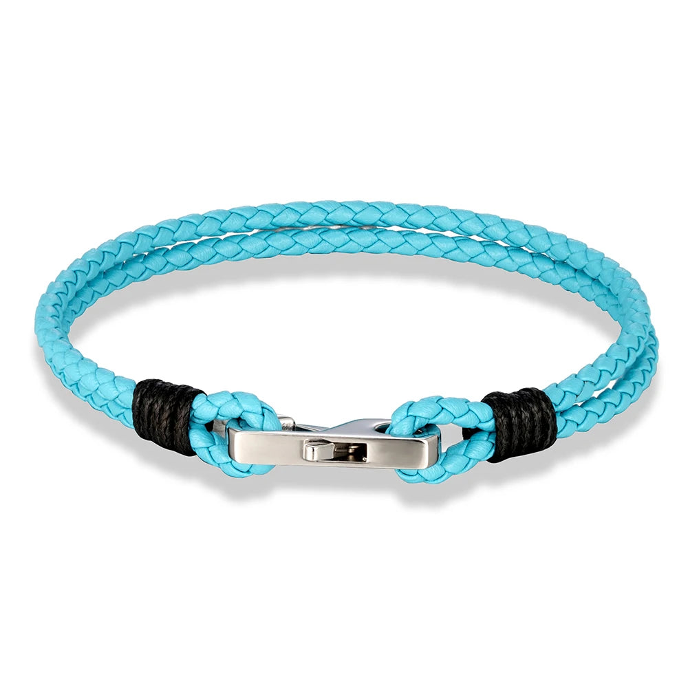 MKENDN 3MM Genuine Leather 316L Square Buckle Bracelet for Men Mature Stable  Elegant Design Personalized Perfect Gift for Men