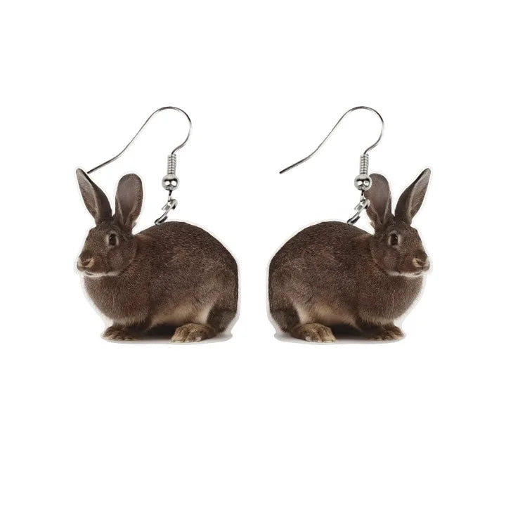 Boucles d'oreilles pendantes en acrylique pour femme, cadeau de Pâques, motif lapin mignon, bijoux intéressants pour festival et fête
