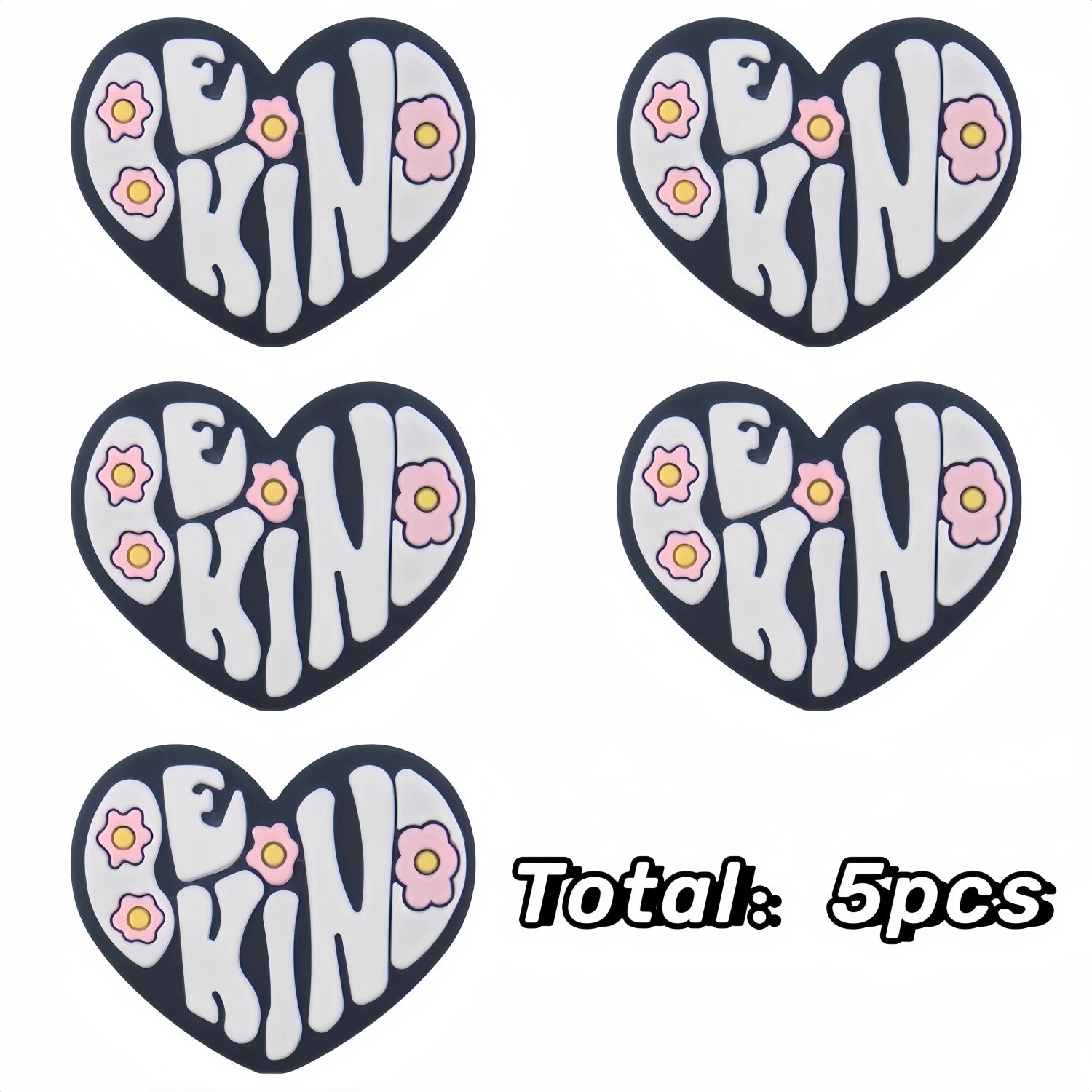 Lot de 5/8/12/16 perles en caoutchouc colorées en silicone avec motif de fleurs d'amour (Be King) pour la fabrication de bijoux et de loisirs créatifs