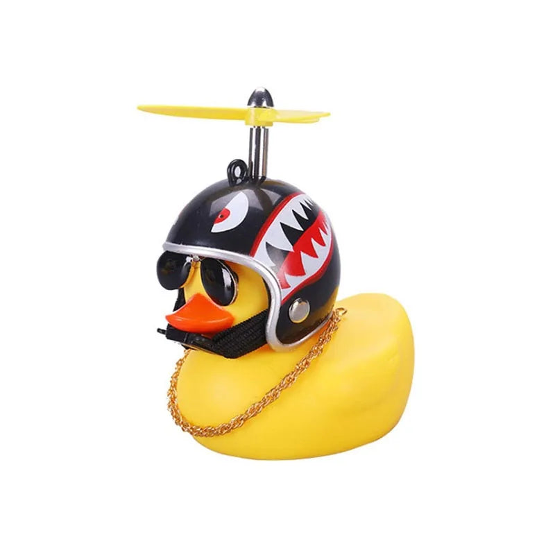 Broken Wind Rubber Duck With Helmet Pendant Black/Yellow Duck Road Bike Motor Helmet Riding Bicycle Accessories Car Decoration - Madeinsea©