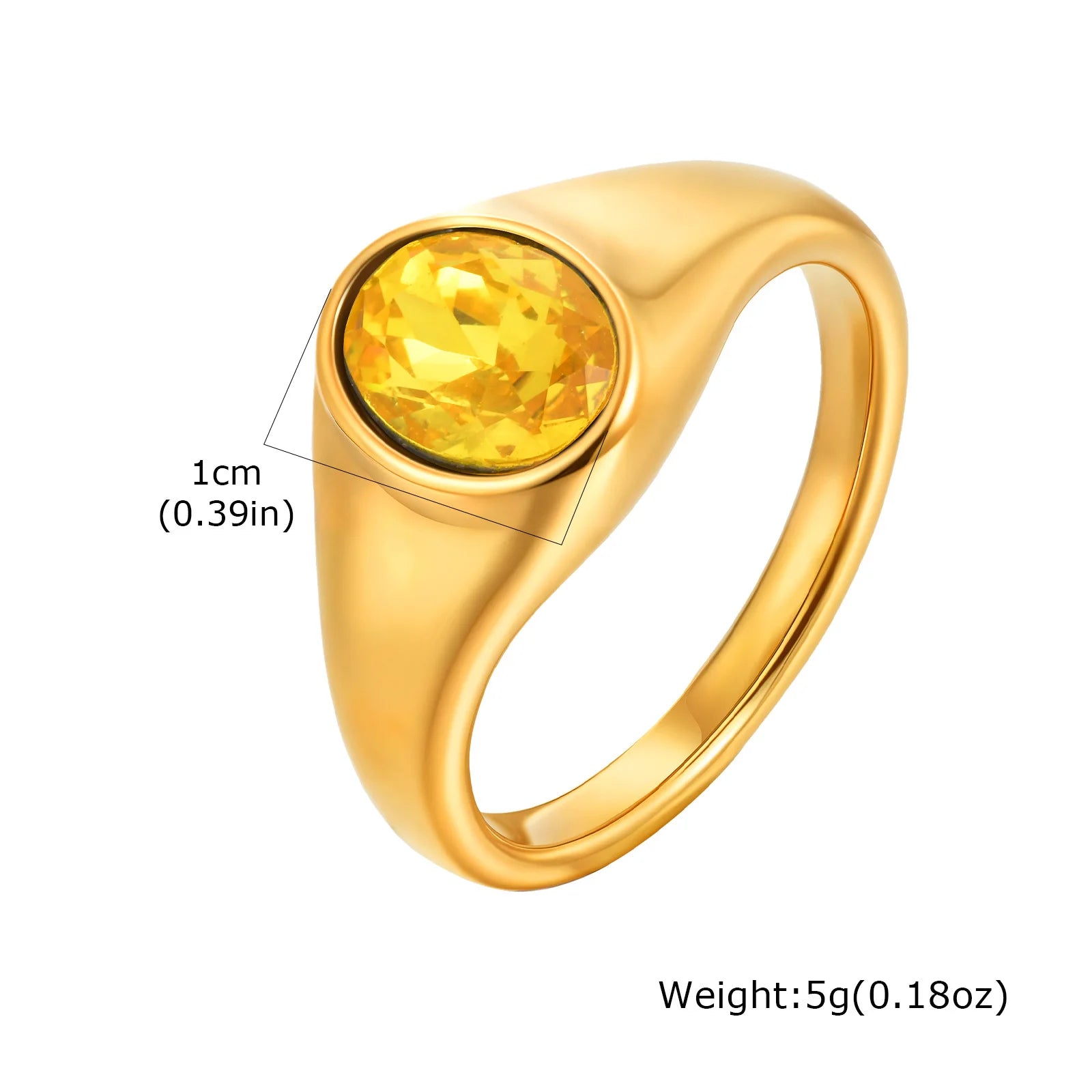 Vnox Minimalist Round Zircon Inlaid Rings For Women Men Stainless Steel Gold Color Elliptical Stone Ring Jewelry Never Lose - Madeinsea©