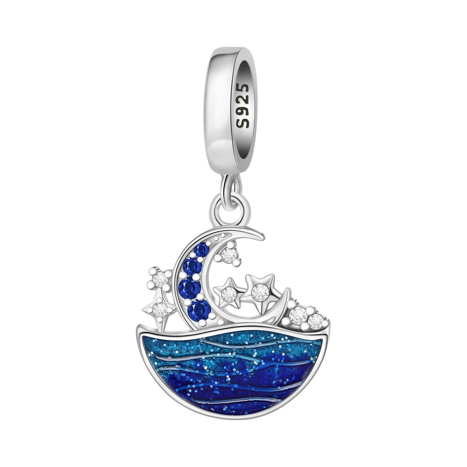 PANPOKI 925 Sterling Silver Blue Fish Lucky Symbol Beads Original Pendants Bracelet Charm Jewelry Party DIY Trendy Gifts