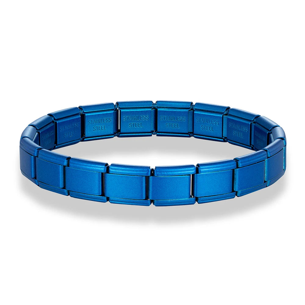 MKENDN New Women Men Jewelry DIY 9MM Width Italian Elastic Charm Bracelet Matte Solid Color Stainless Steel Fashion Bangle