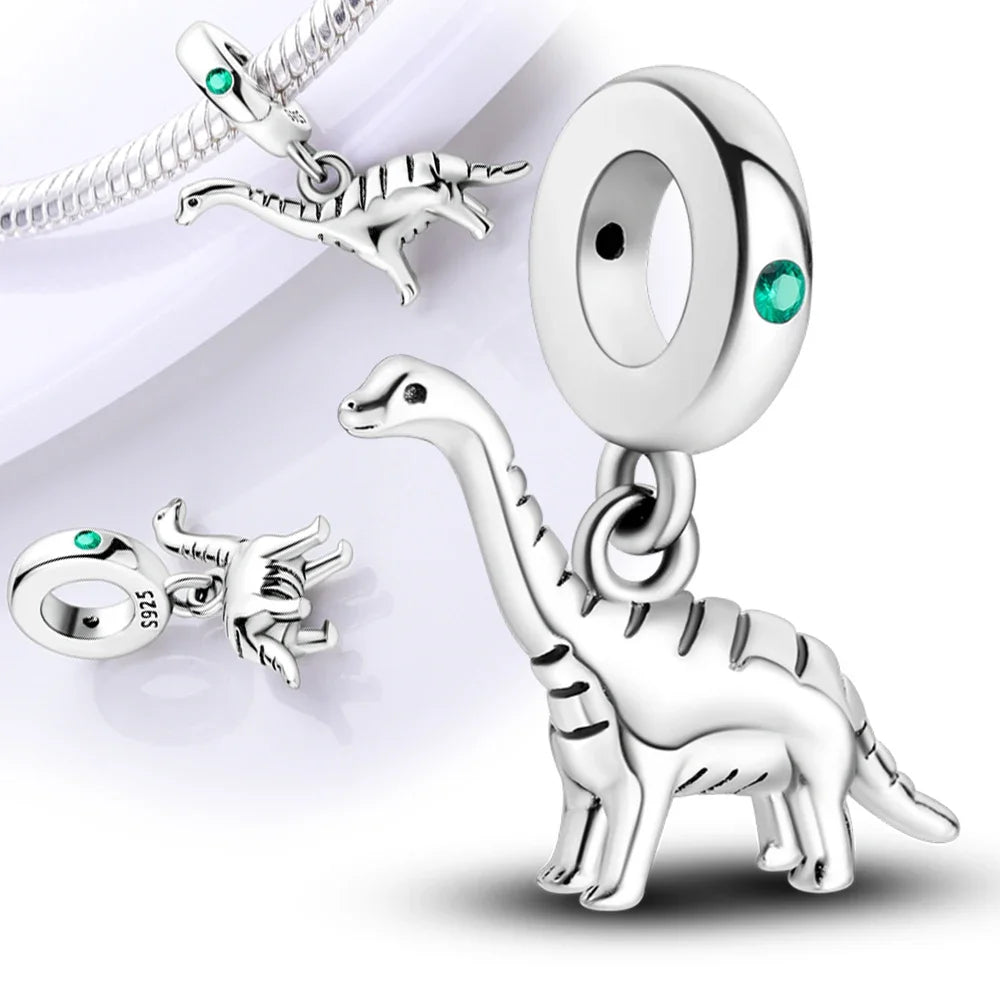 925 Sterling Silver Jurassic T-Rex Flying Dragon Charm Pendant Beads Fit 925 Original Bracelet for Women Jewelry Making