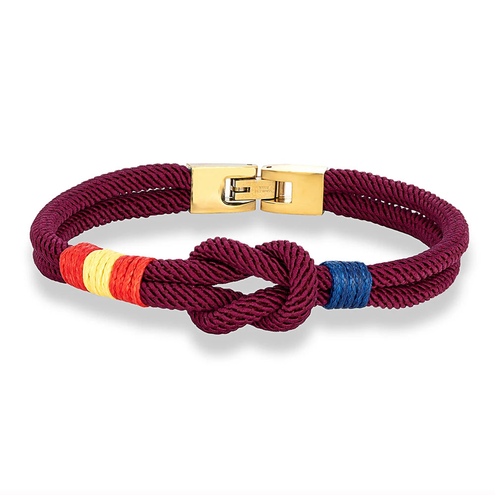 MKENDN Classic Infinity Men Women Spain Flag Double Strand Nautical Rope Bracelet 316L Watch Band Buckle Lucky Patriotic Gifts - Madeinsea©