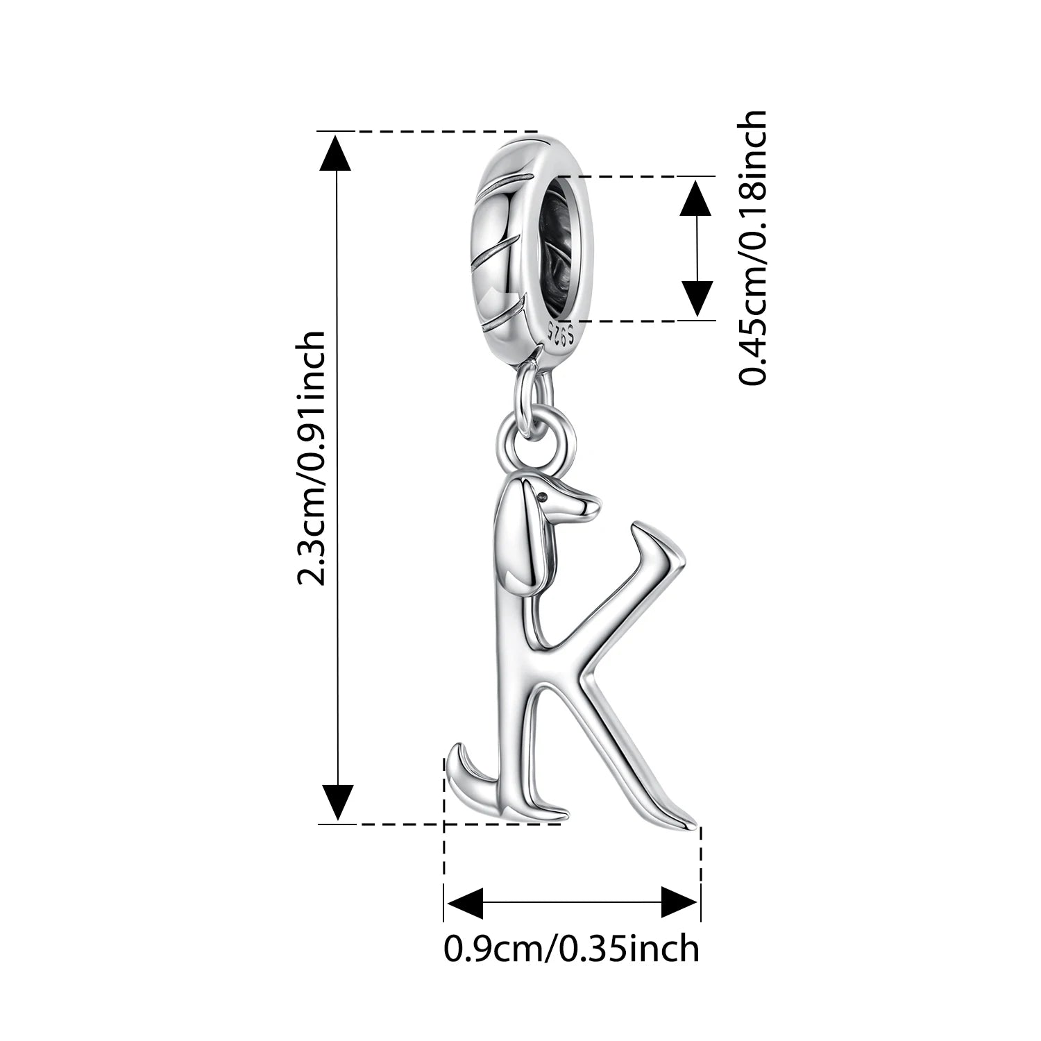 BISAER 100% 925 Sterling Silver Letter Charm Bead Cute Dachshund Dog Pendant For Women DIY Bracelet & Necklace Fine Jewelry Gift