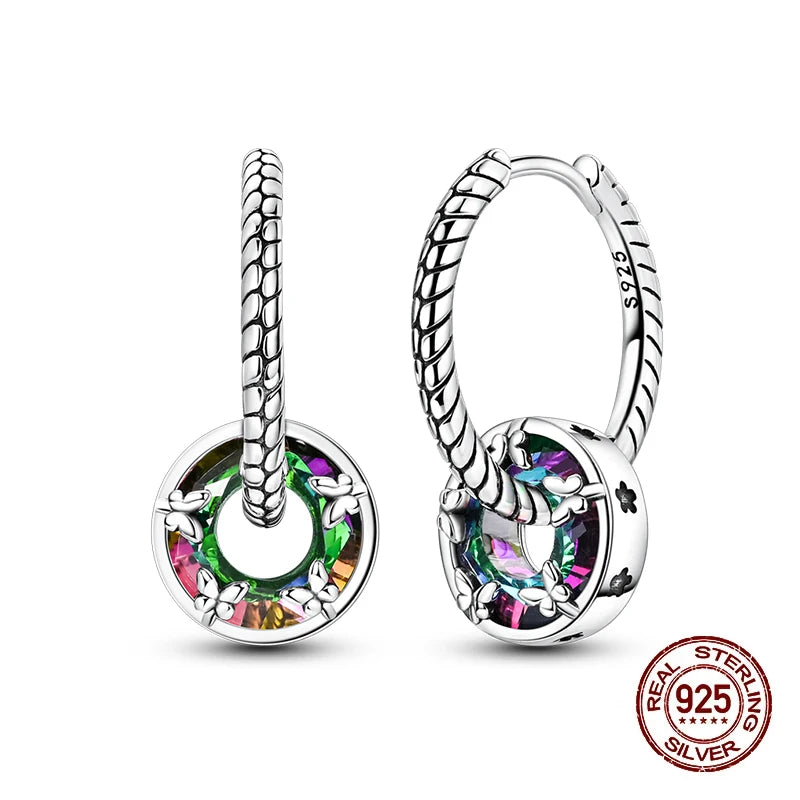 Romantic Women's 925 Sterling Silver Glass Butterfly Removable Earrings Luminous Star Date Party Wedding Exquisite Jewelry Gifts