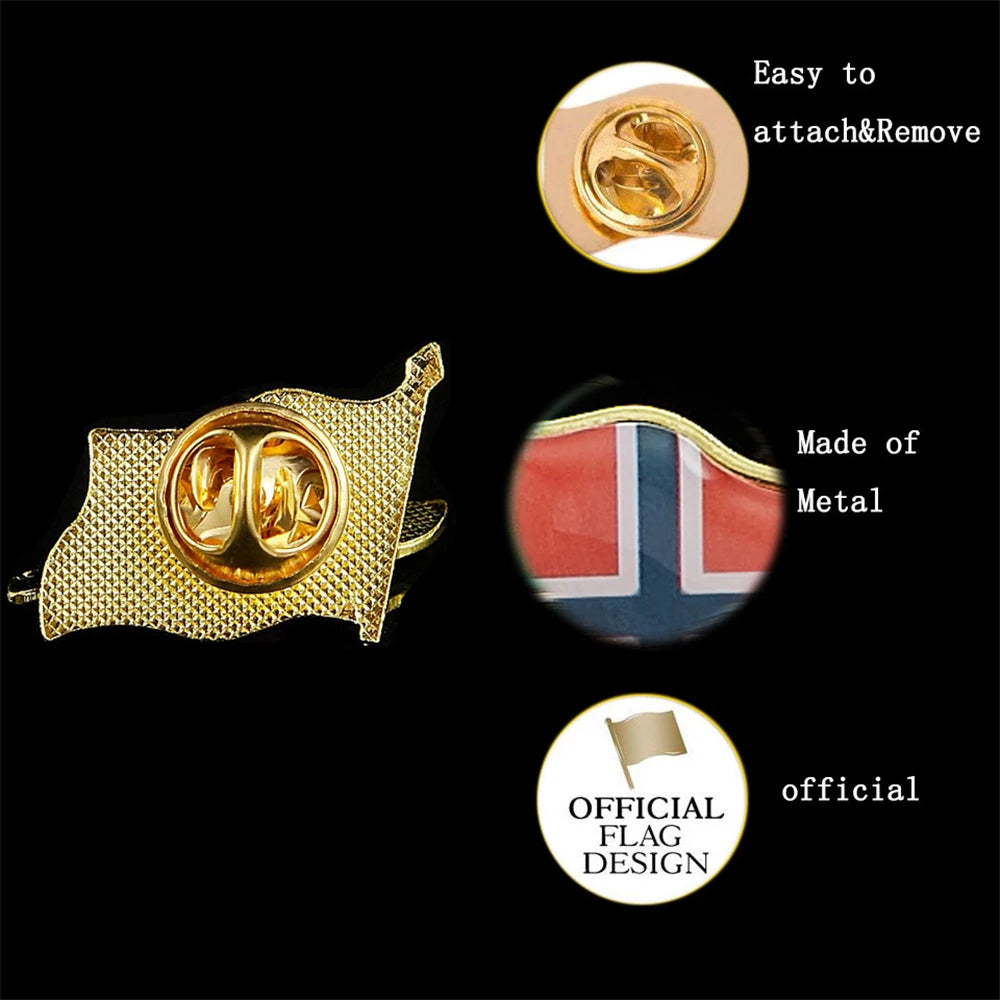 Norway National Patriotism Flag Lapel Pin Conversational Novelty Unsex Fashion Suit Button Pin Brooch