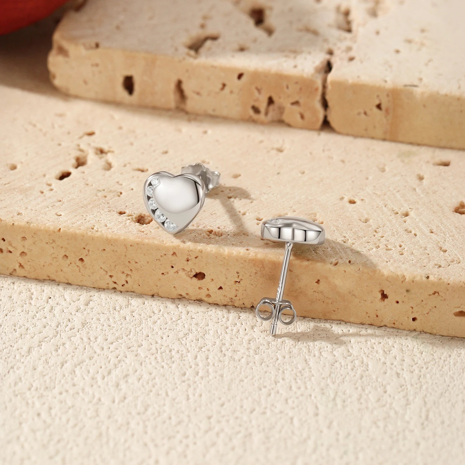 MODIAN Sparkling Clear CZ Small Ear Studs 925 Sterling Silver Heart Daily Wear Stud Earrings For Women Fine Jewelry