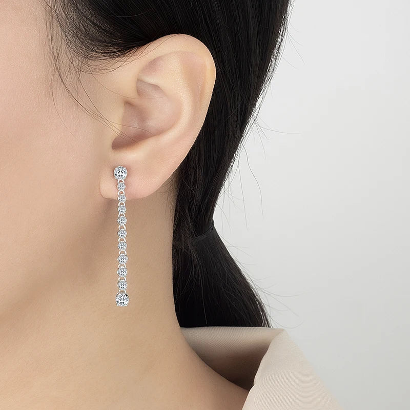 PERFANY 1.18CT Full Moissanite Drop Earring Women S925 Pure Silver Laboratory Cultivate Diamond Fashion Advanced Design Jewelry - Madeinsea©