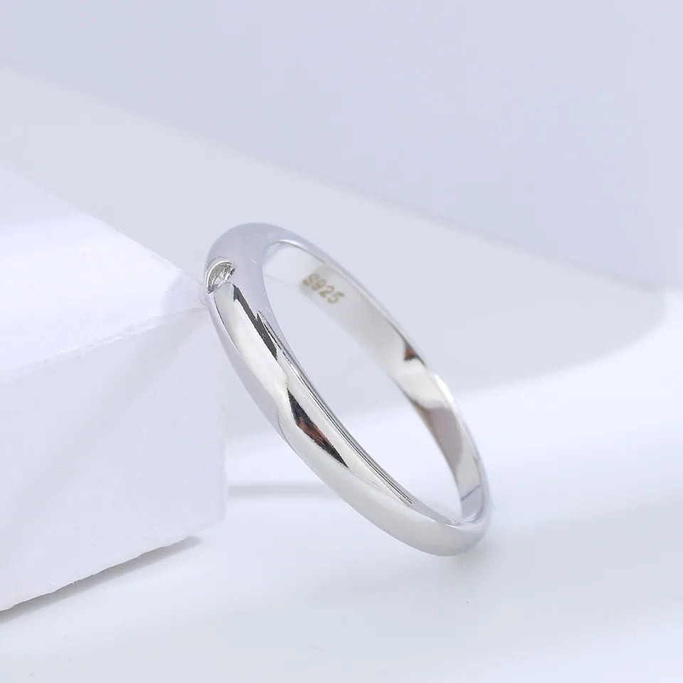Buyee 925 Sterling Silber Dünner Ring Fingerring Hellweißer Zirkonia Ring Für Frau Mann Mode Hochzeit Edler Schmuck Kreis mit Box