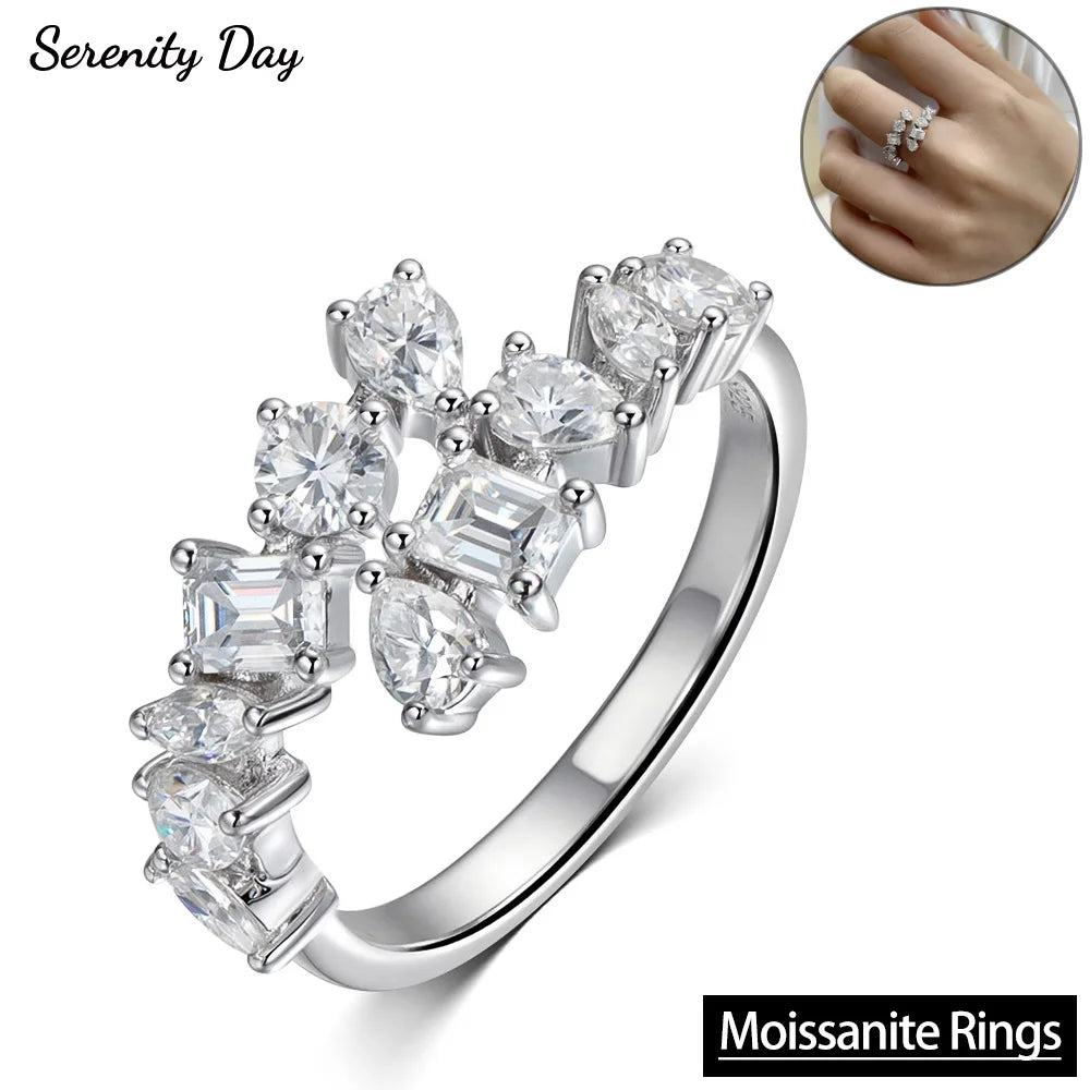 Serenity 2.6cttw Special Shape Cut D Color Moissanite Rings for Women S925 Sterling Silver Plated 18K Lab Diamond Eternity Rings