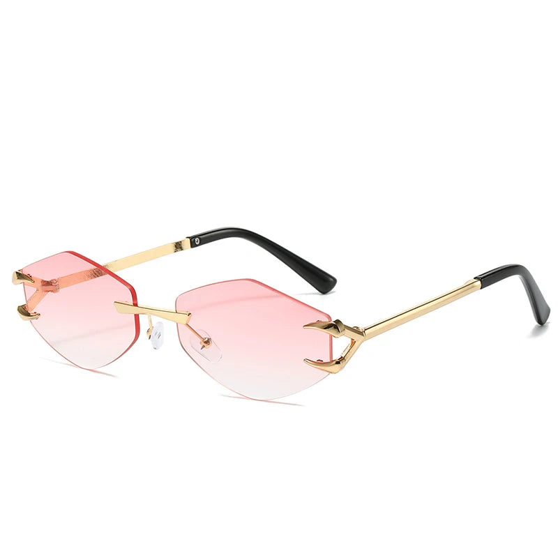 2025 metall Kleine Rahmen Polygonal frauen Sonnenbrille Mode Randlose Rhombus Sonnenbrille Für Weiblich Männlich Sommer Reisen Brillen