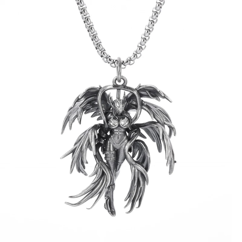 Silver-Plated Anime Mecha Beautiful Girl Girl Pendant Necklace Men and Women Hip-Hop Rock Punk Trendy Jewelry Gift - Madeinsea©