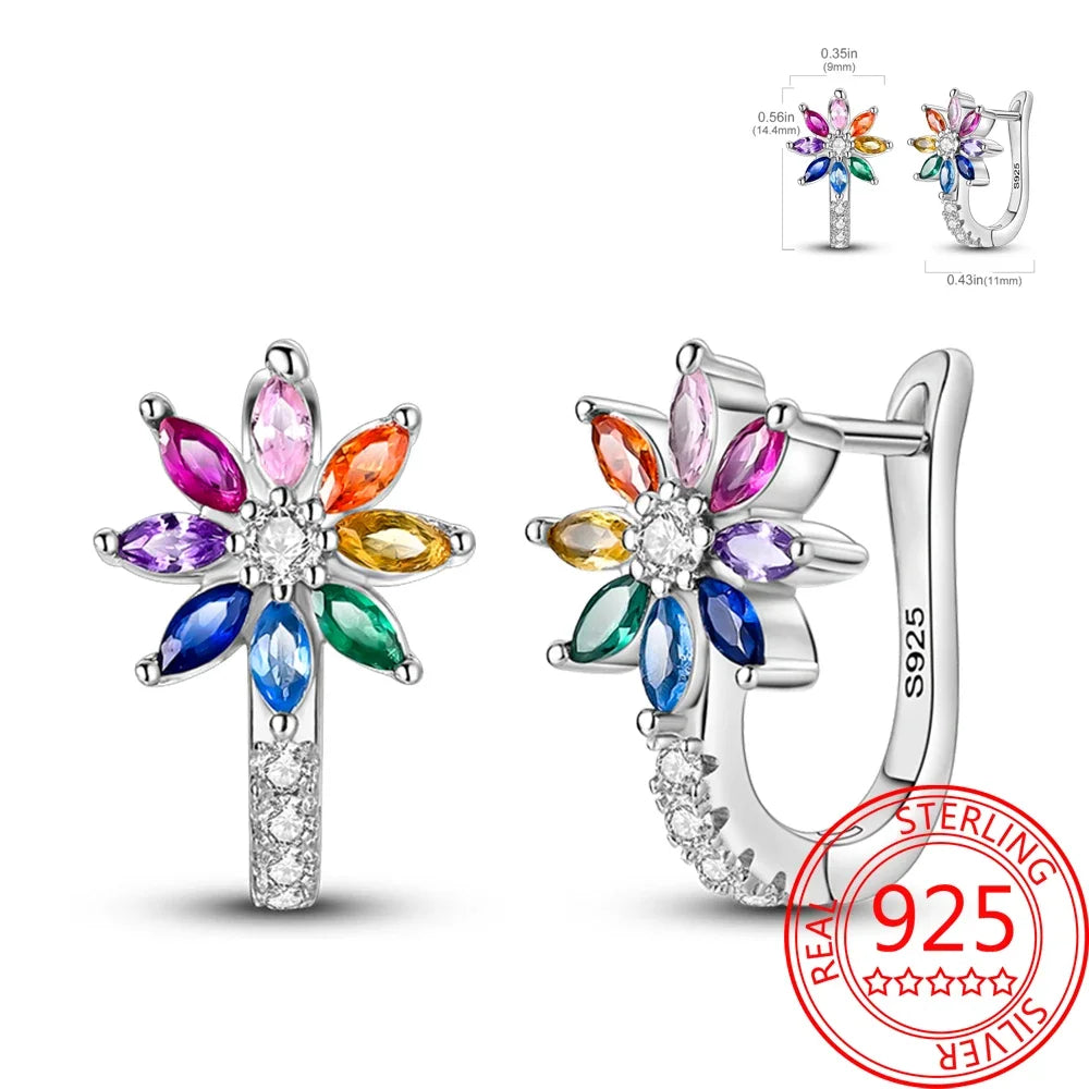 Ear Ring Series 925 Sterling Silver Star Moon Unicorn Tulip Flower Butterfly Bee Geometry Earrings Ladies Pairing with Jewelry