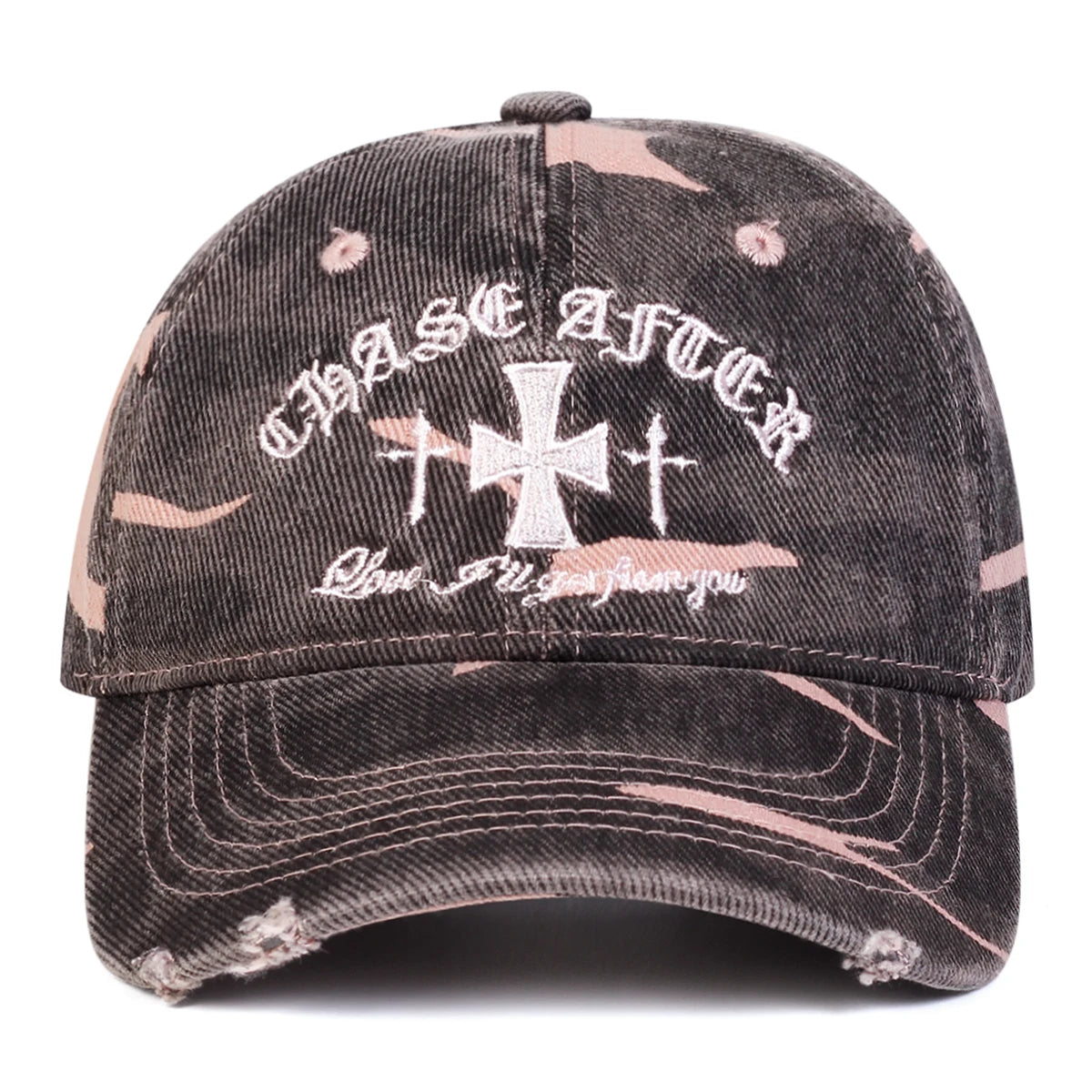 Unisex Cross Embroidery Pierced Baseball Caps Spring and Autumn Outdoor Adjustable Casual Hats Sunscreen Hat Sports Cap