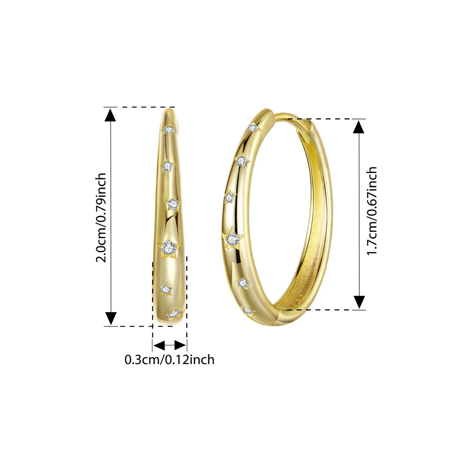 BISAER 925 Sterling Silver Star Hoop Earrings,Large Hoop Hypoallergenic Lightweight Huggie Earring 14K Gold for Woman Trend Gift