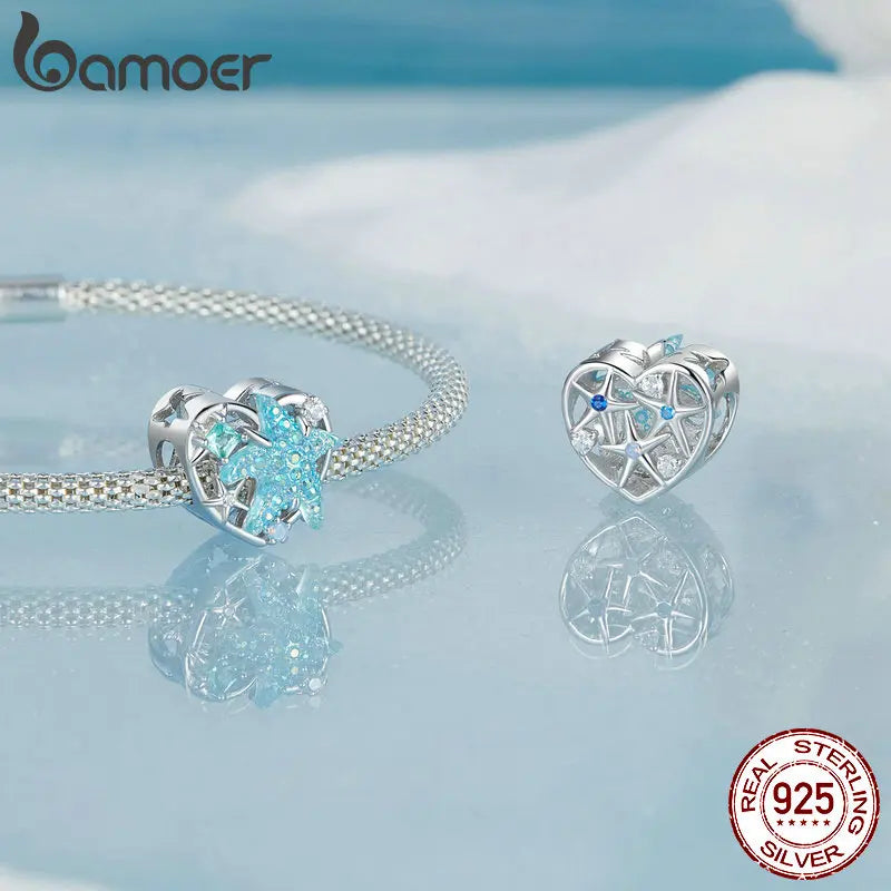 New Arrival 925 Sterling Silver Ocean Series Charms Beads, Jellyfish Starfish DIY Charm fit European Bracelets Gift - Madeinsea©