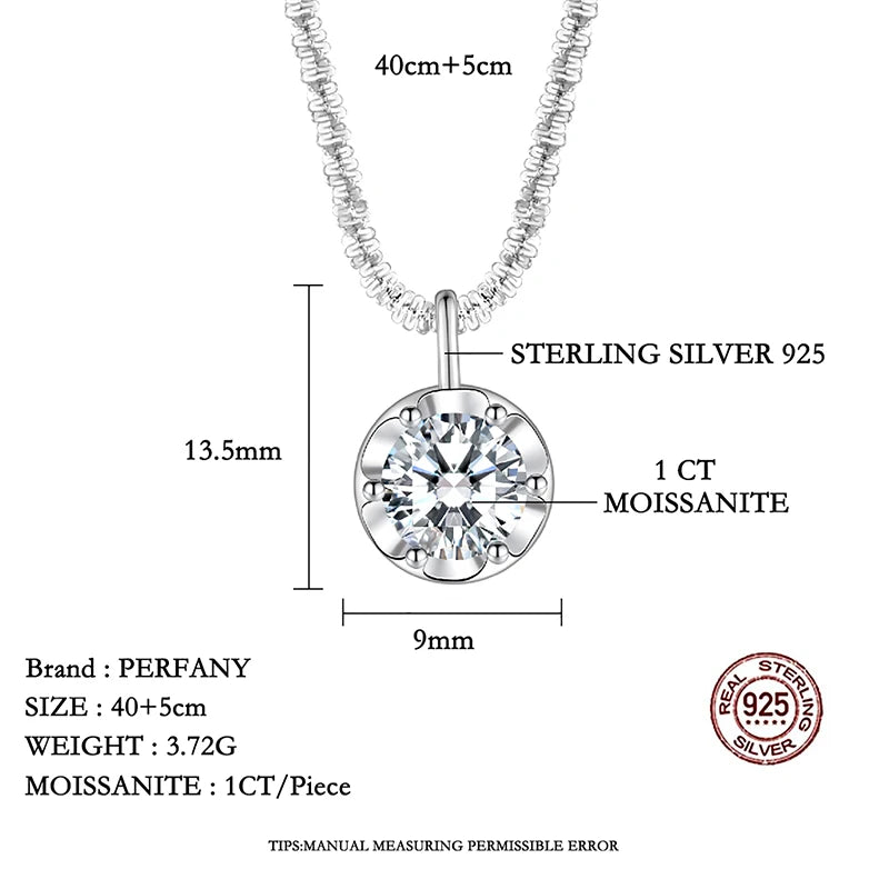 PERFANY 1/2CT Moissanite Necklace for Women S925 Pure Silver Sparkling Crown Diamond Pendant Luxurious Wedding Jewelry - Madeinsea©
