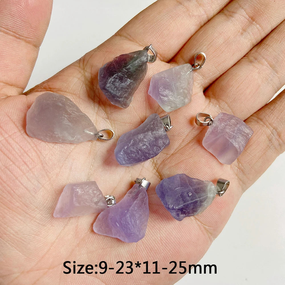 5pcs Natural Rough Stone Pendant Irregular Shape Healing Amethysts Labradorite Agat Quartz Pendants For DIY Handmade Necklace