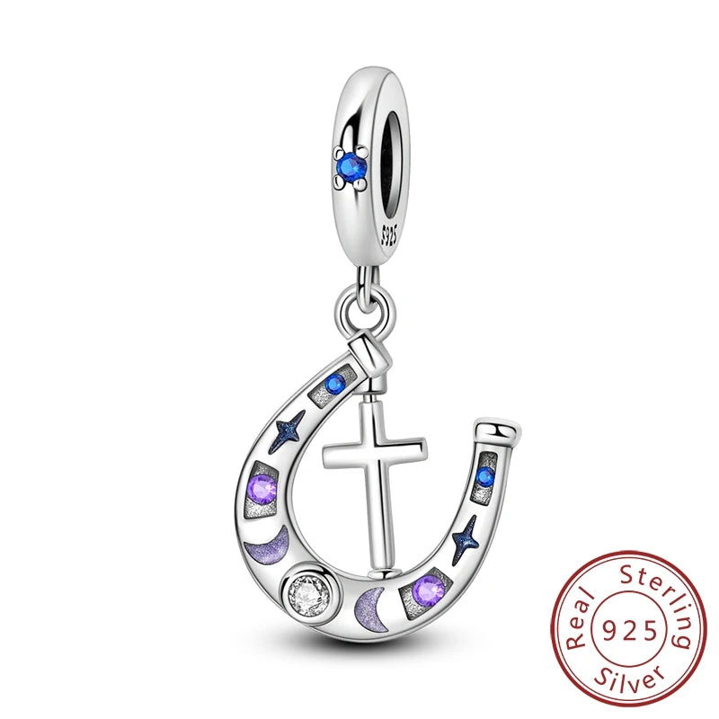 100% Real 925 Sterling Silver Charms Beads Stars Moon Pendant Fit Original Charms Bracelets Bangle DIY Jewelry Gifts