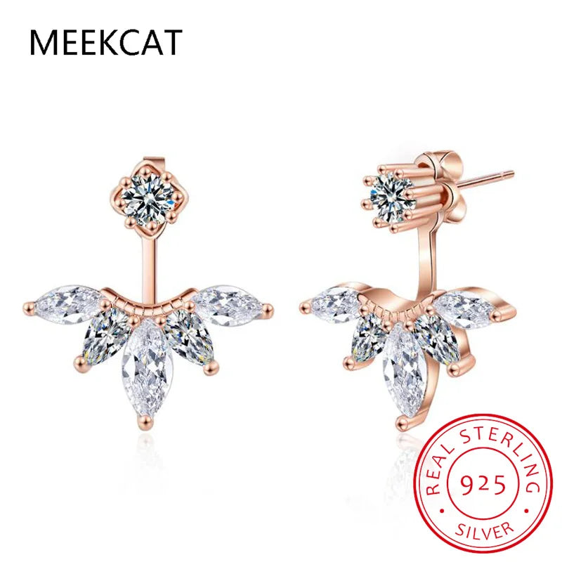 Real Certified D Color Moissanite Drop Stud Earrings 925 Sterling Silver for Women Sparking Jewelry Front and Back Piercing Ear
