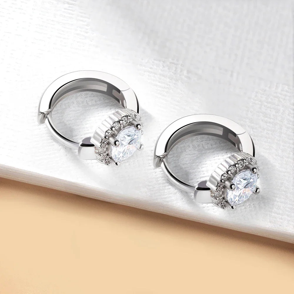 Serenity 0.5ct 1ct D Moissanite Hoop Earrings Women Gift S925 Sterling Silver Round Bag Earring Wedding Bridal Jewelry Wholesale - Madeinsea©
