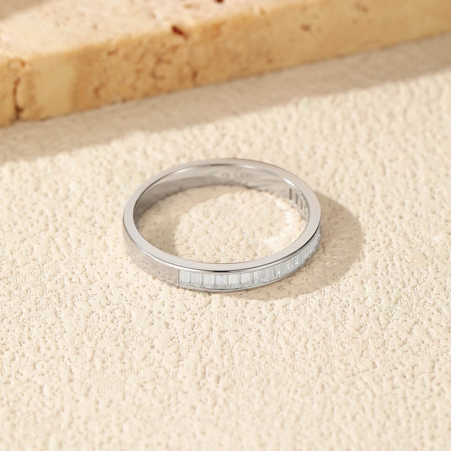 MODIAN Dazzling D Color Rectangle Moissanite Stackable Rings 925 Sterling Silver Eternity Band Rings For Women Fine Jewelry - Madeinsea©