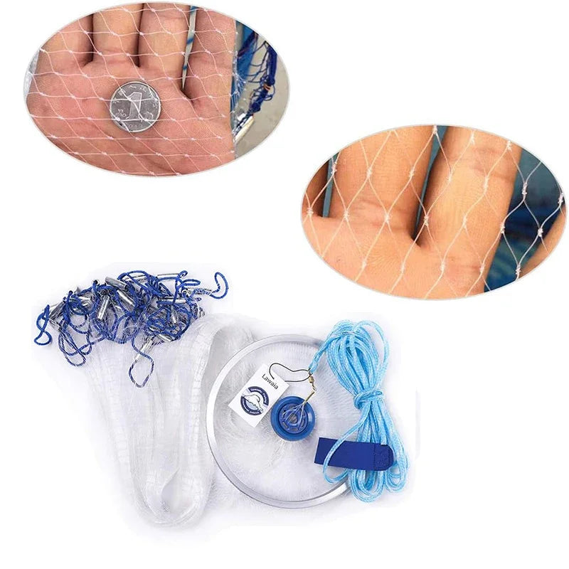 Lawaia Hand Cast Fishing Net Aluminum Ring Monofilament Landing Throw network Iron Pendant American Style Fishing Equipment - Madeinsea©