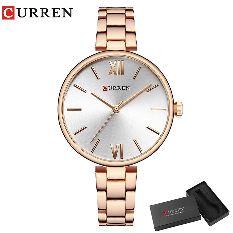 CURREN Women Watch Fashion Luxury Watch Reloj Mujer Stainless Steel  Female Clock Quartz Bracelet Wrist Watch Clock Gift