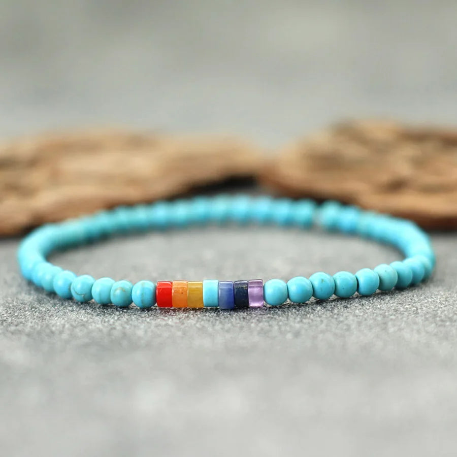 Handmade 4mm Beads Bracelet For Men Healing Chakra Braslet Meditation Accessories Volcanic Rock Howlite Braclet Pulsera Hombre